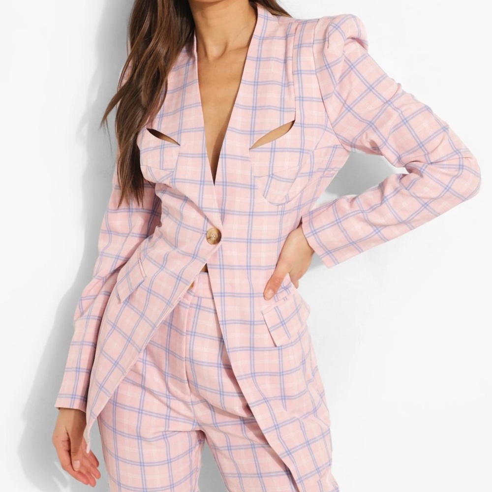 Tailored Contour Checked Blazer